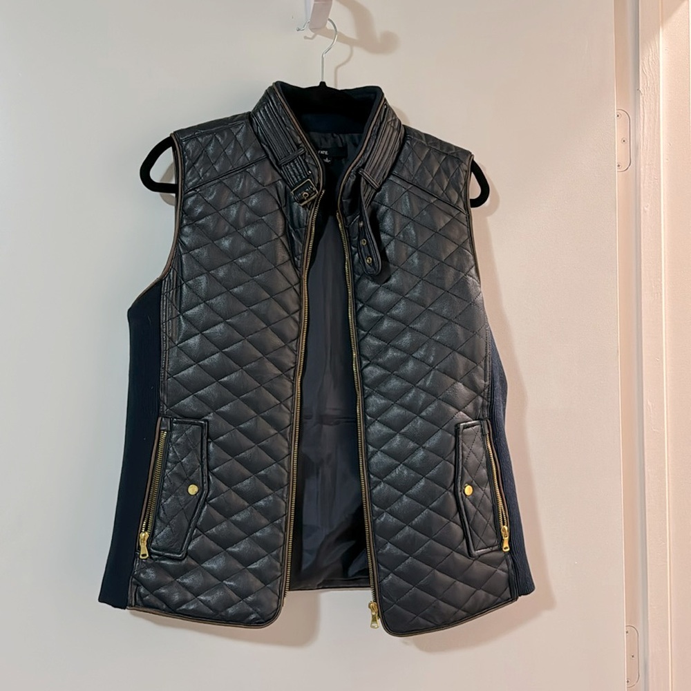 Fate Navy Blue Faux Leather Vest, Stitch Fix